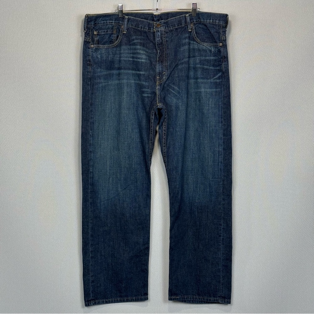 Levis Jeans Men 42x32 Blue 569 Loose Fit Straight Leg Dark Wash Cotton Denim
